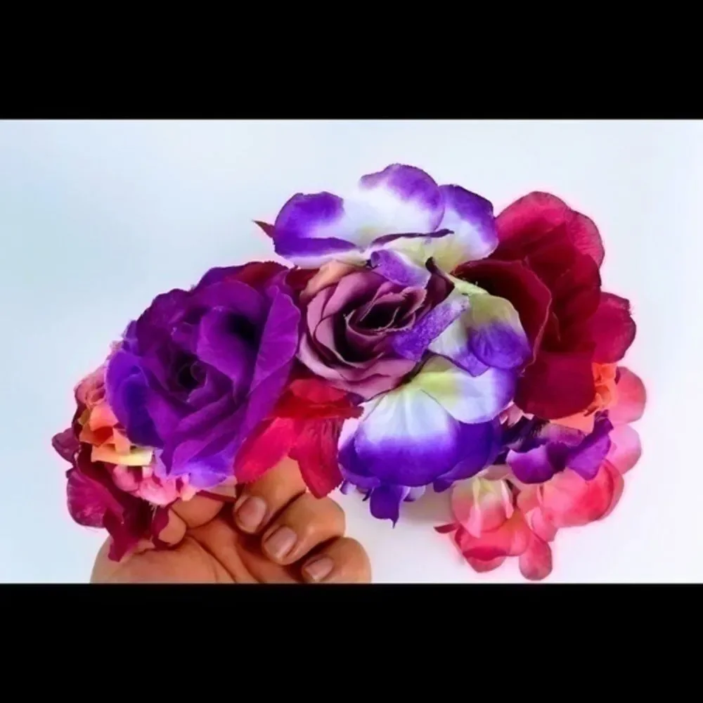 Stunning Handmade Pink & Purple Flower Crown.